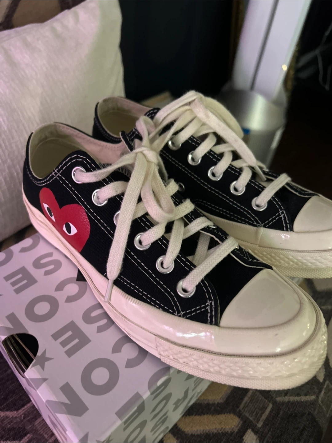 Authentic CDG  PLAY x Converse Black sz 7 w sz 5 m - photo 3