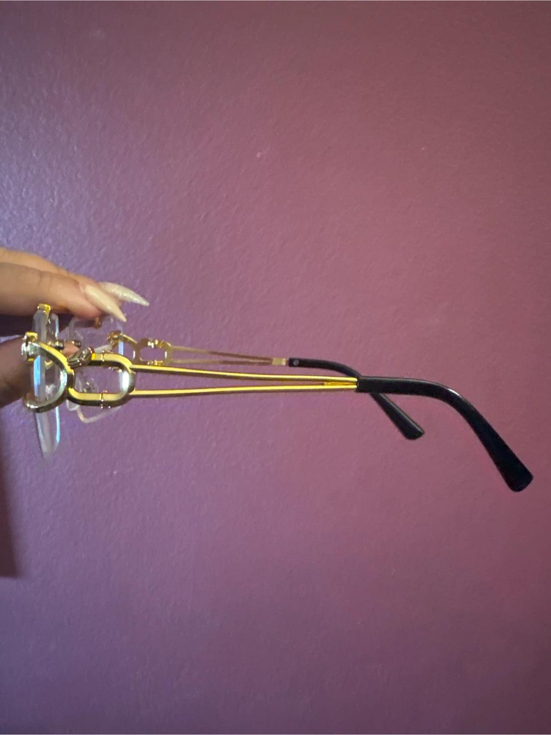 New Gold Rimless  Glasses  with Tiger Detail - photo 4