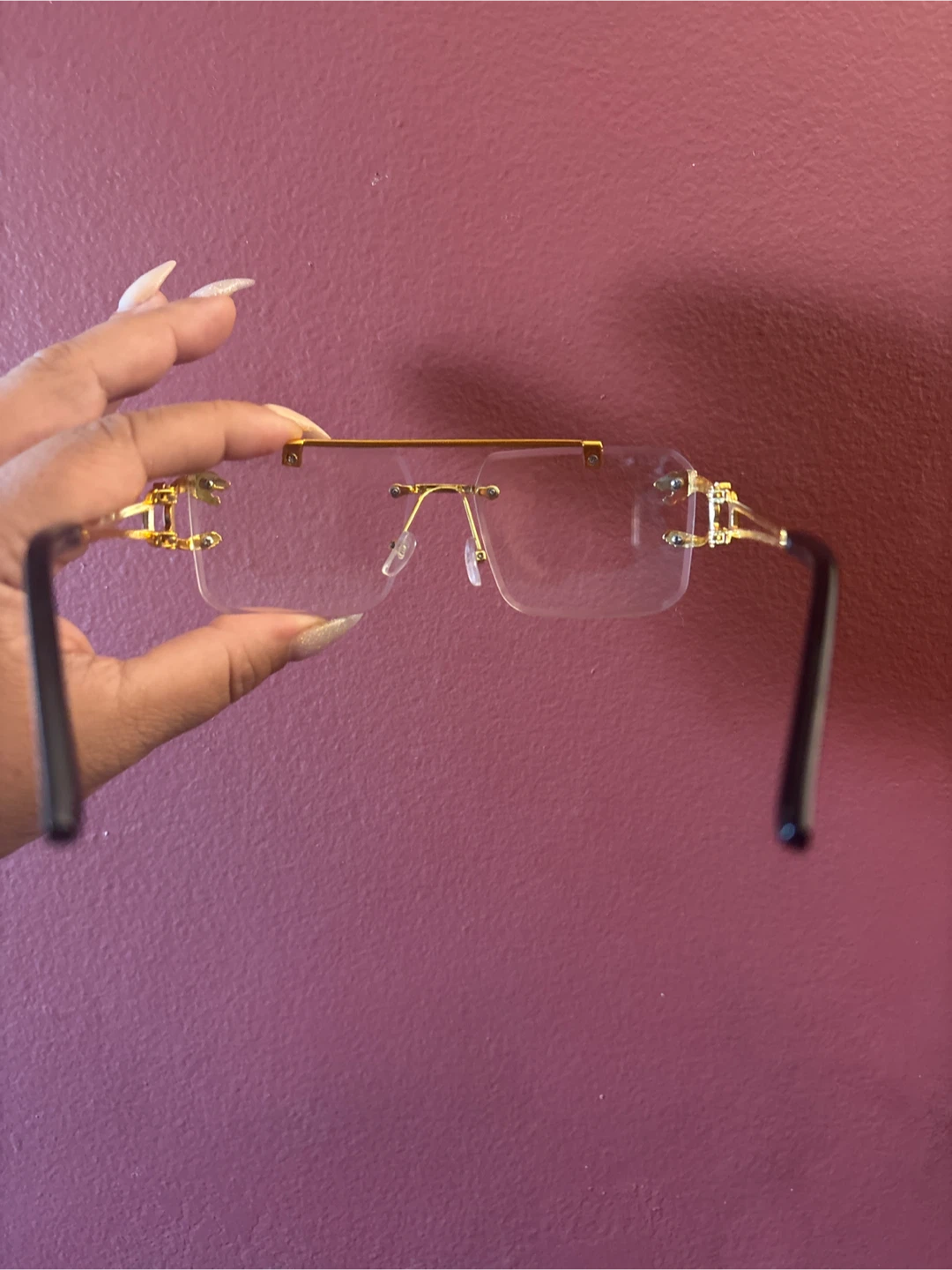 New Gold Rimless  Glasses  with Tiger Detail - photo 5