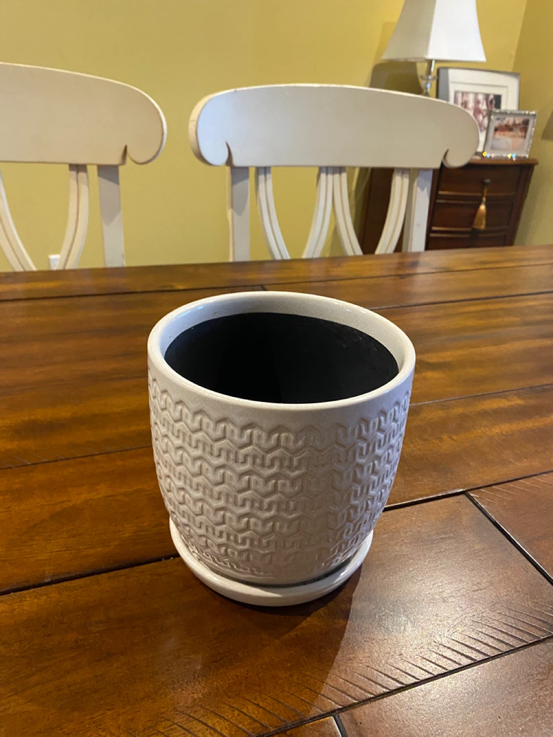 Textured Ceramic Planter with Saucer