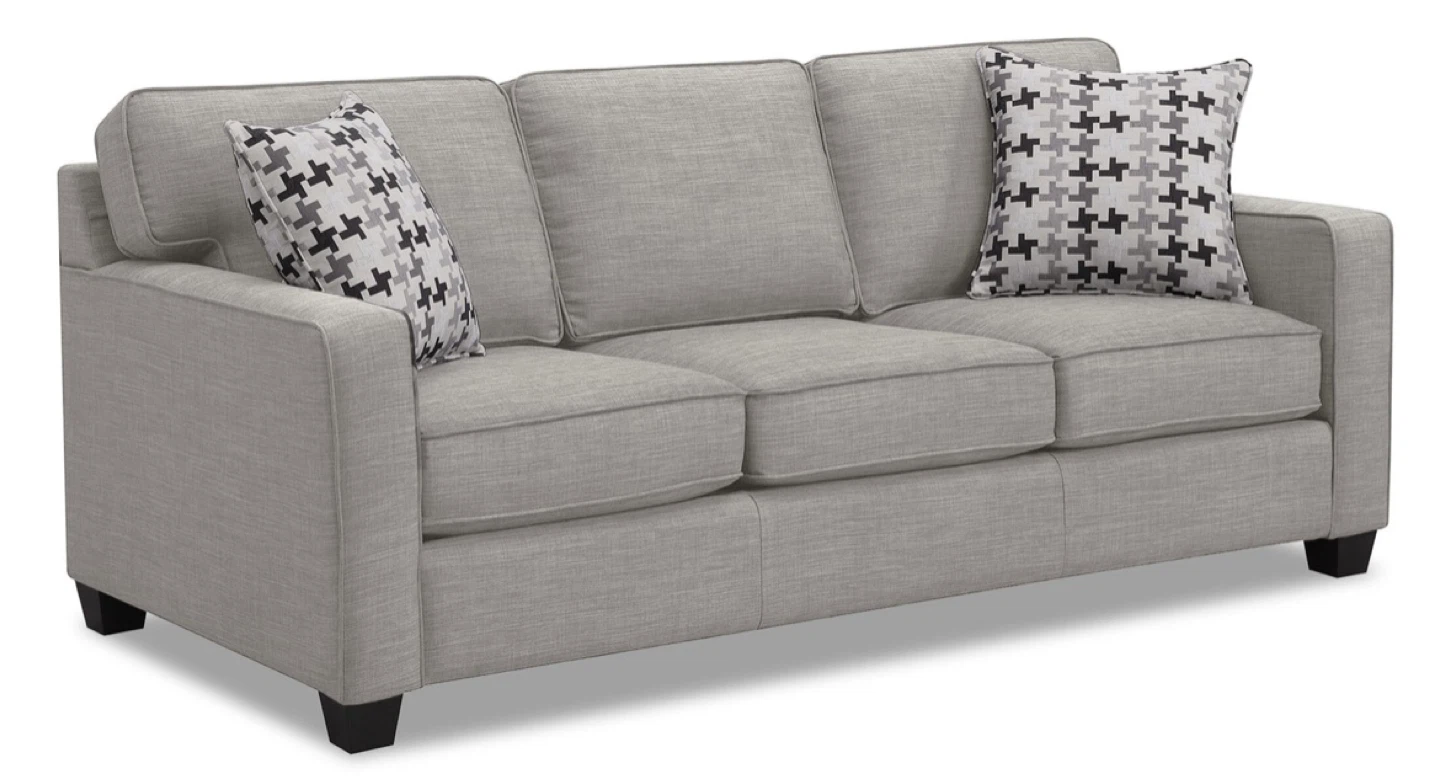 Grey Fabric Sofa with Throw Pillows - photo 2