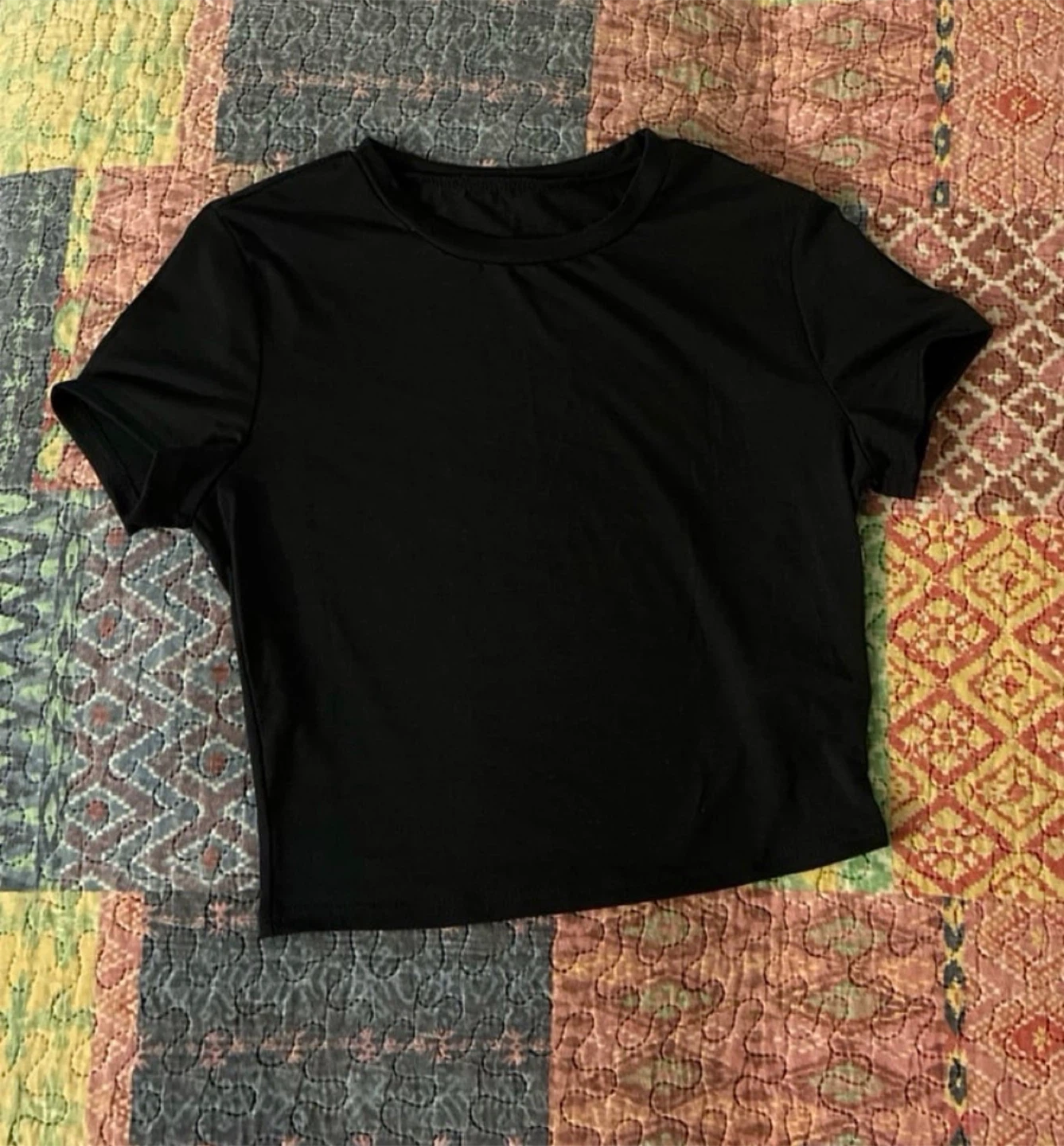Navy blue Crew Neck crop top t shirt