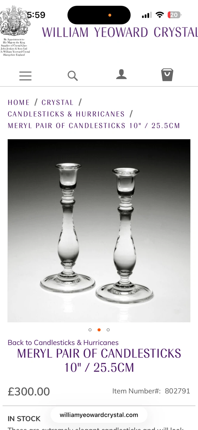 William Yeoward Crystal Meryl Candlesticks - Pair, 10" - photo 2