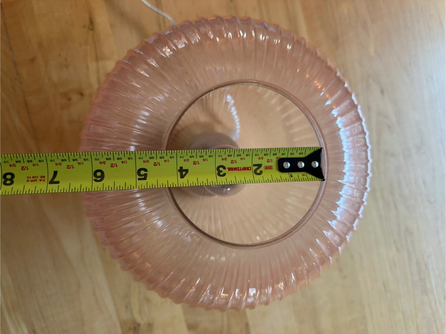 Pink Fluted Glass Table Lamp with Gold Base - photo 5