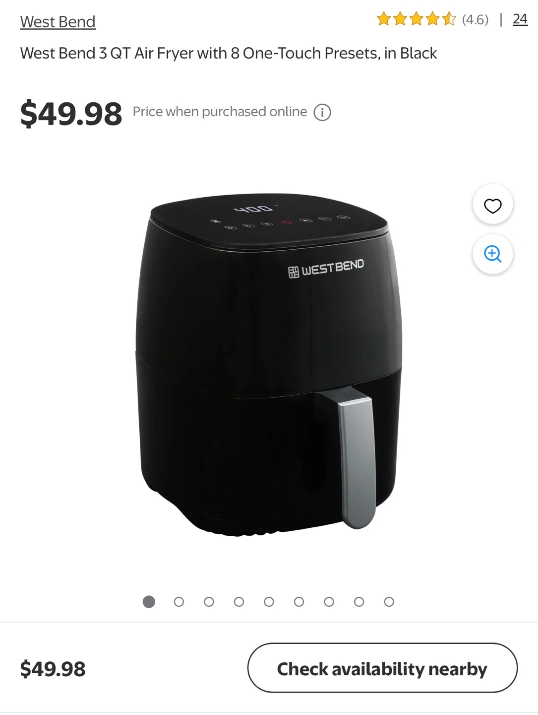 West Bend 3 QT Air Fryer with replacement rubber bumpers - photo 2