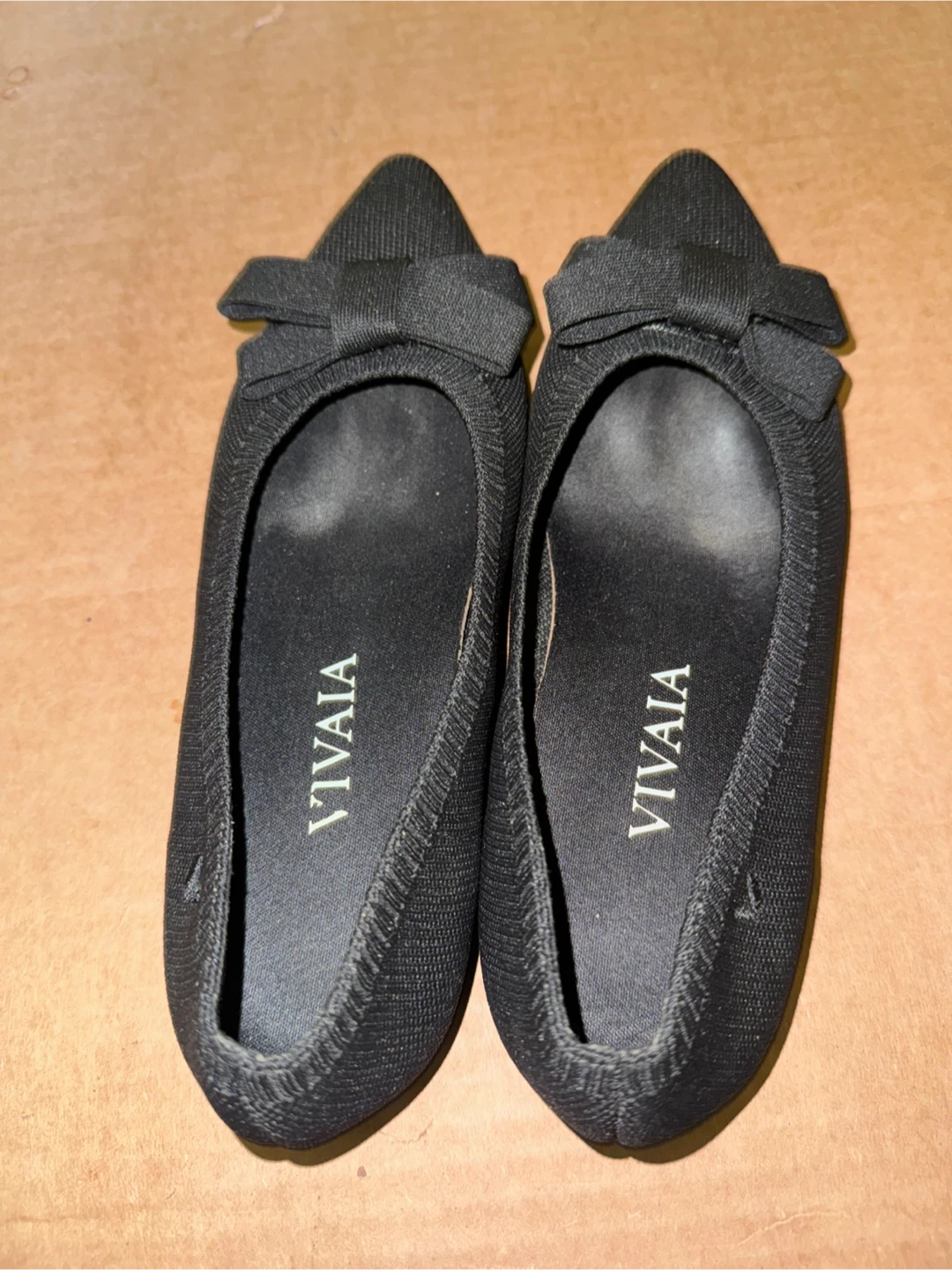 VIVAIA Black Knit Pointed Toe Flats with Bow Size 36 - photo 2