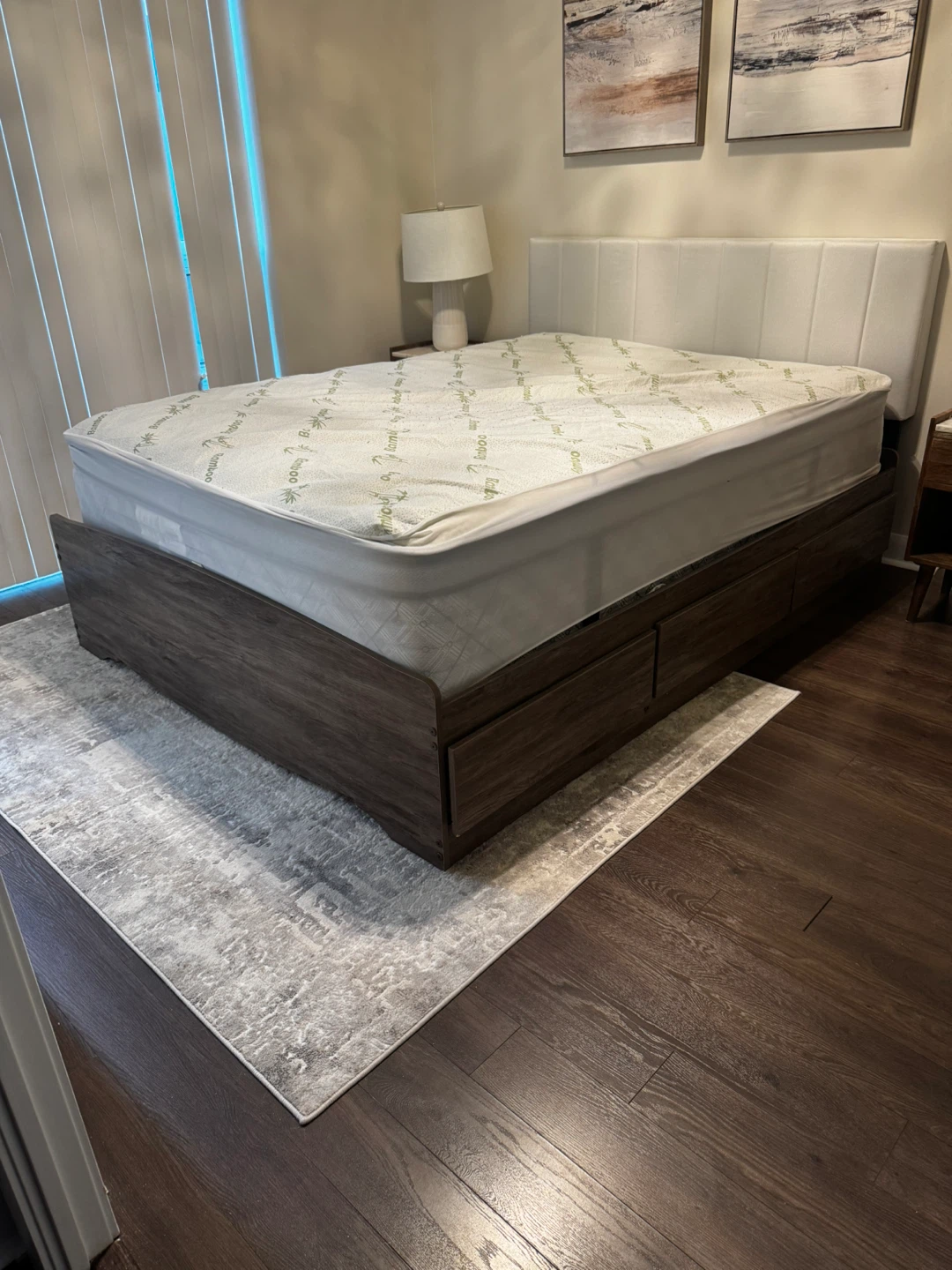 Queen Platform Bed Frame with 6 Drawers