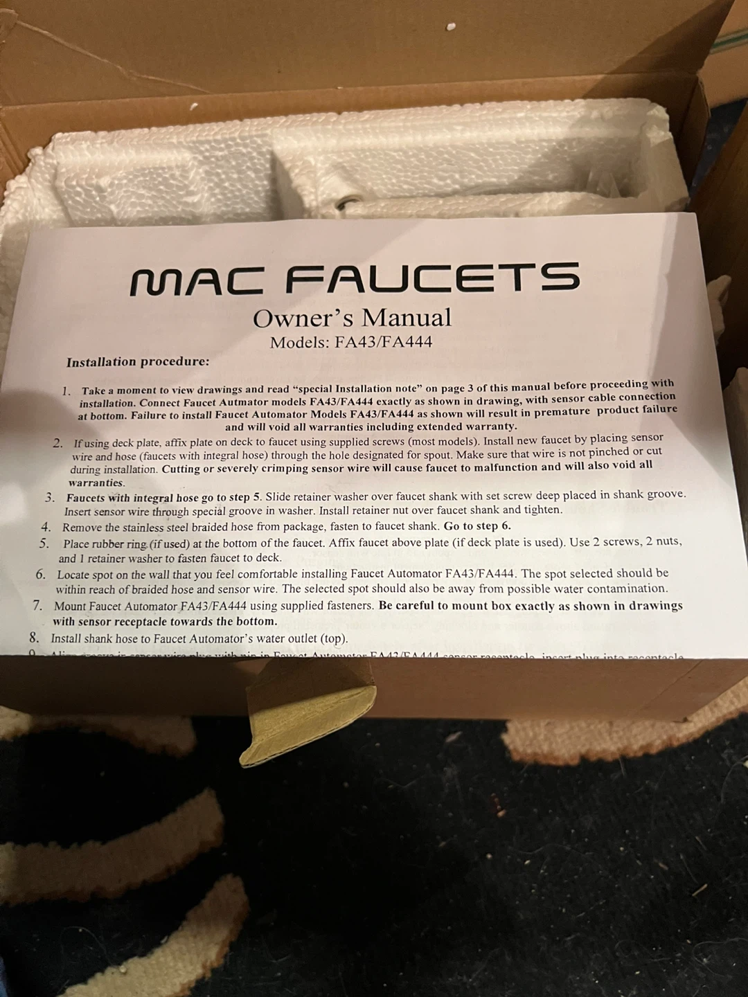 MAC FAUCETS Automatic Faucet FA43/FA444
