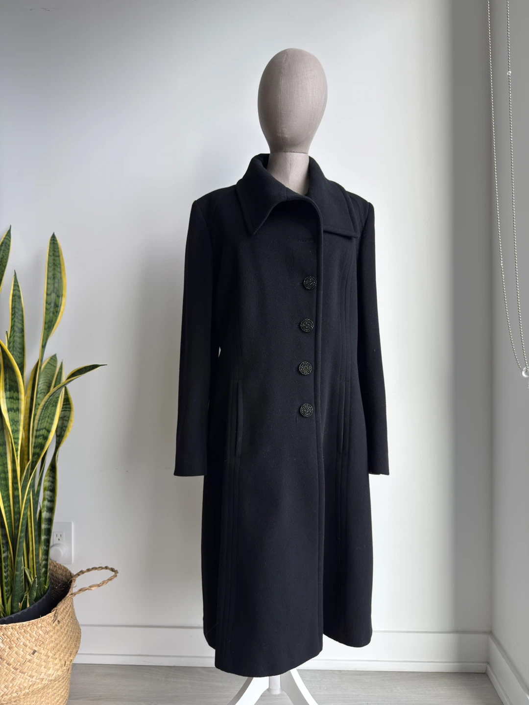 Black Woolblend Coat Size 16