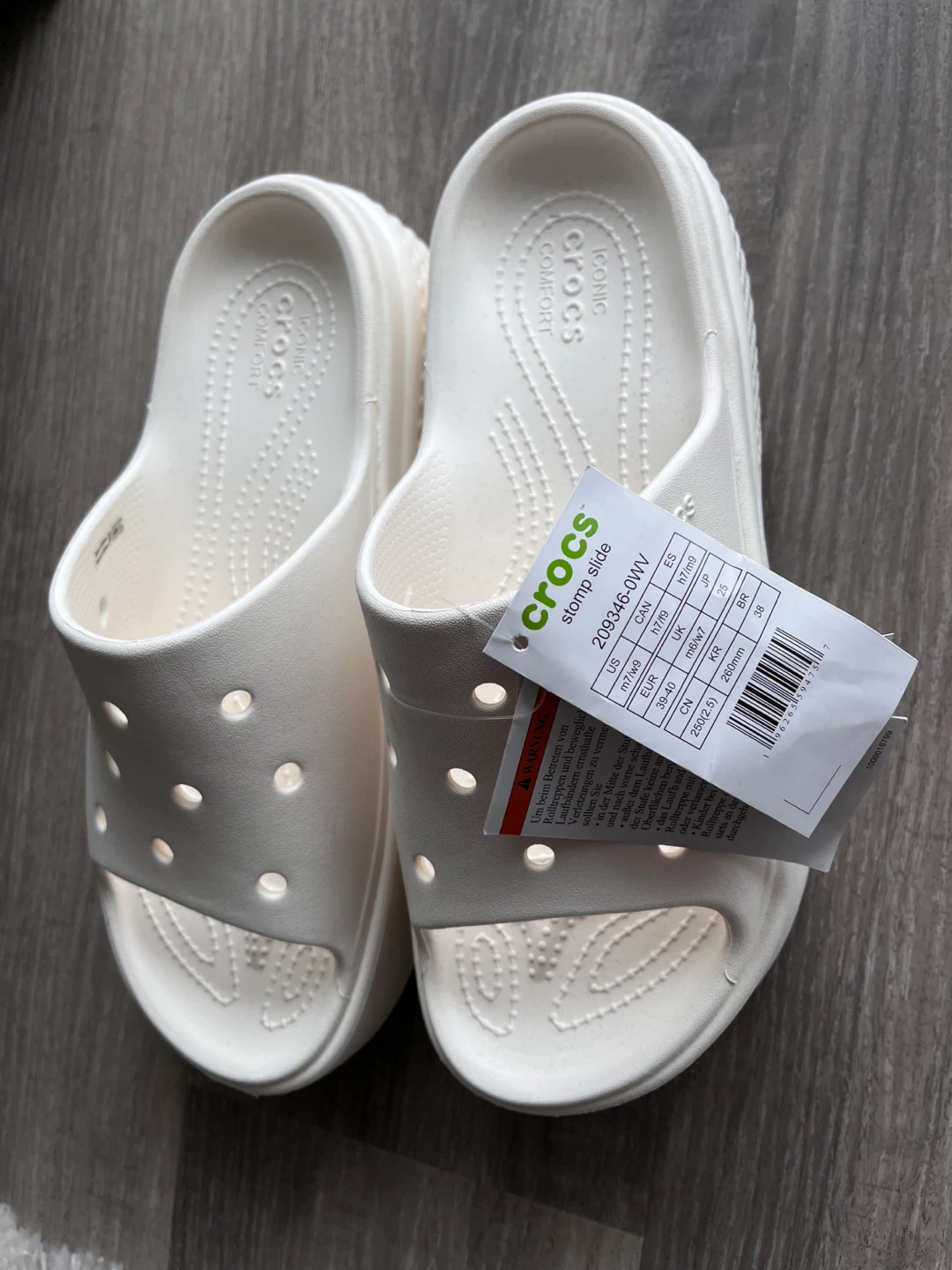 Crocs Stomp Slide White Sandals - Women's Size 7