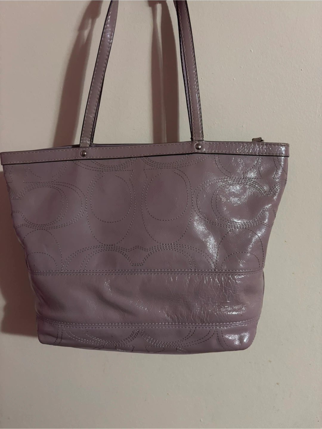 Coach Lavender Patent Leather Tote Bag