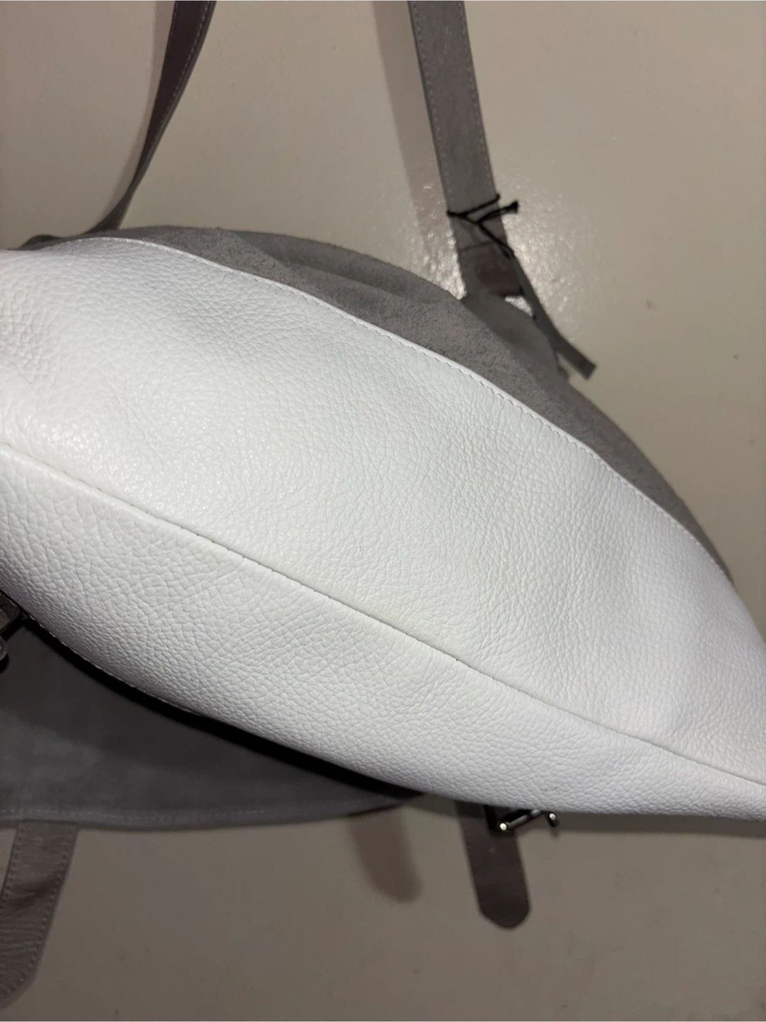 Antonello Serio Grey Suede & White Leather Shoulder Bag - photo 2
