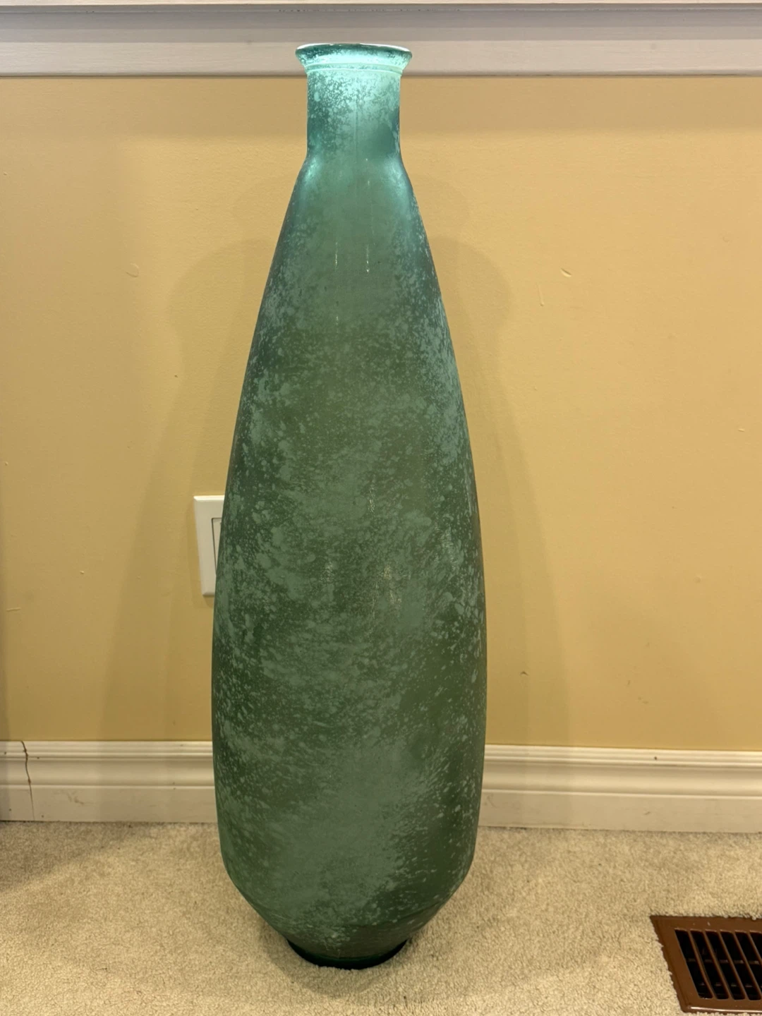 Large Green Frosted Glass Vase 75 x 25 cm - photo 2
