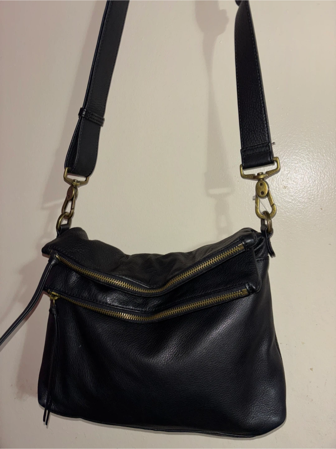Margot New York Black Leather Crossbody Bag
