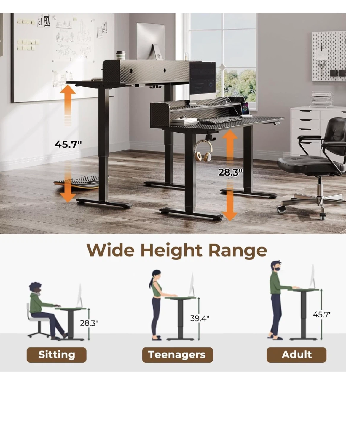 Adjustable Standing Desk with Monitor Shelf - photo 2