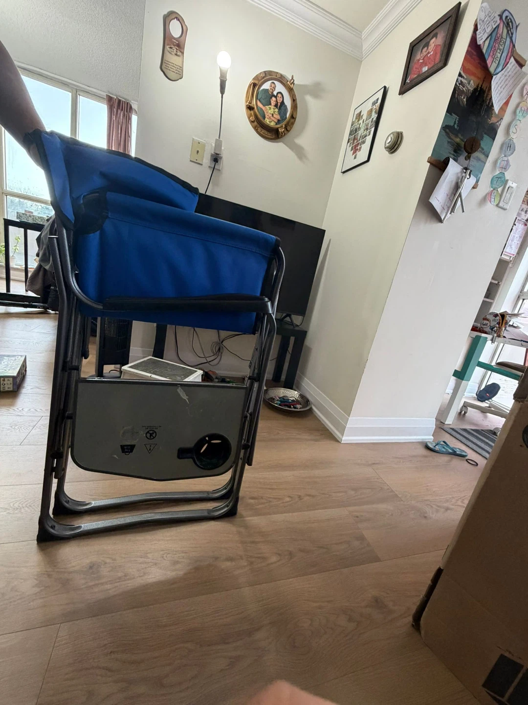 Blue Folding Camping Chair with Side Table - photo 3
