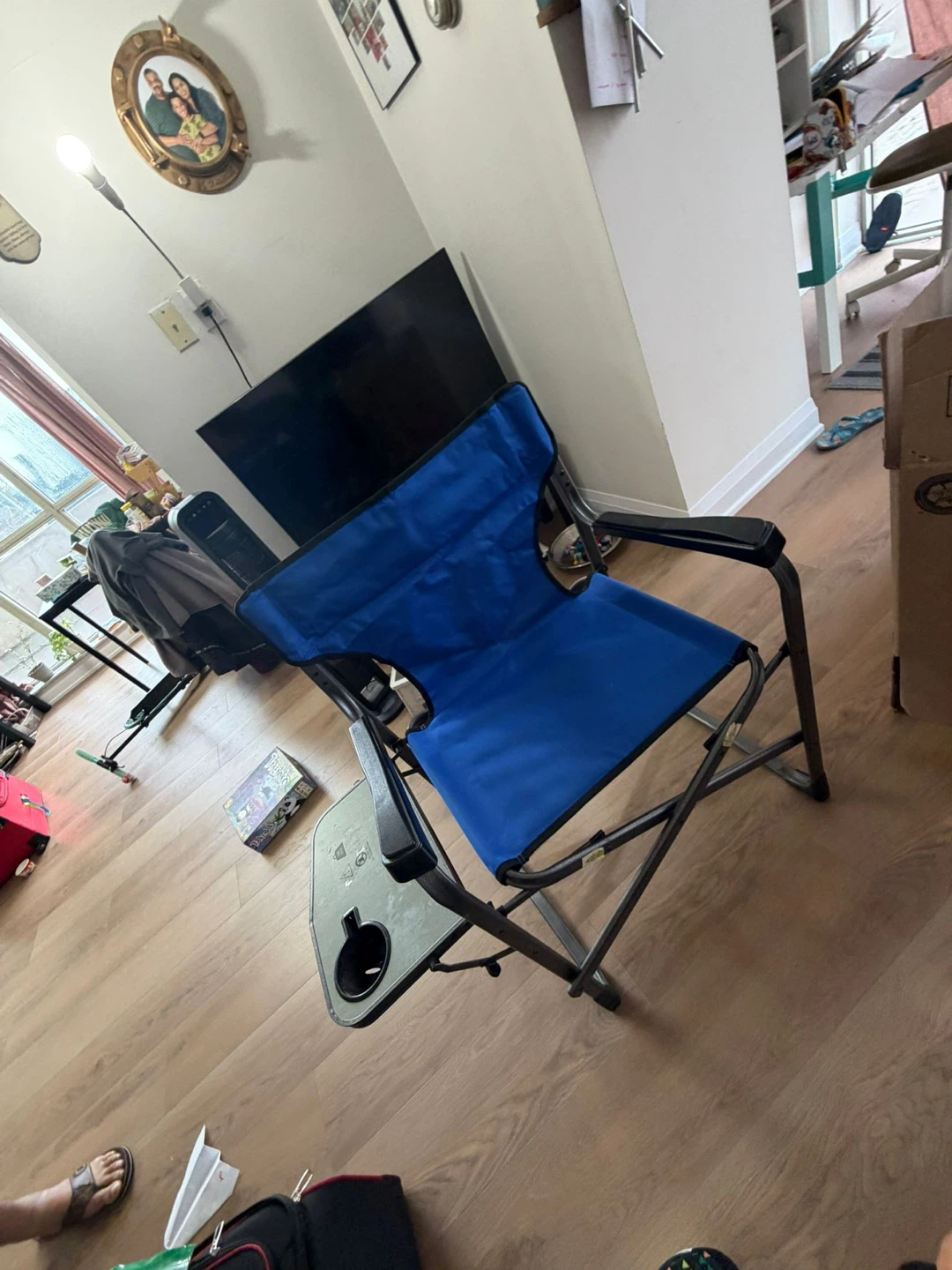 Blue Folding Camping Chair with Side Table - photo 4