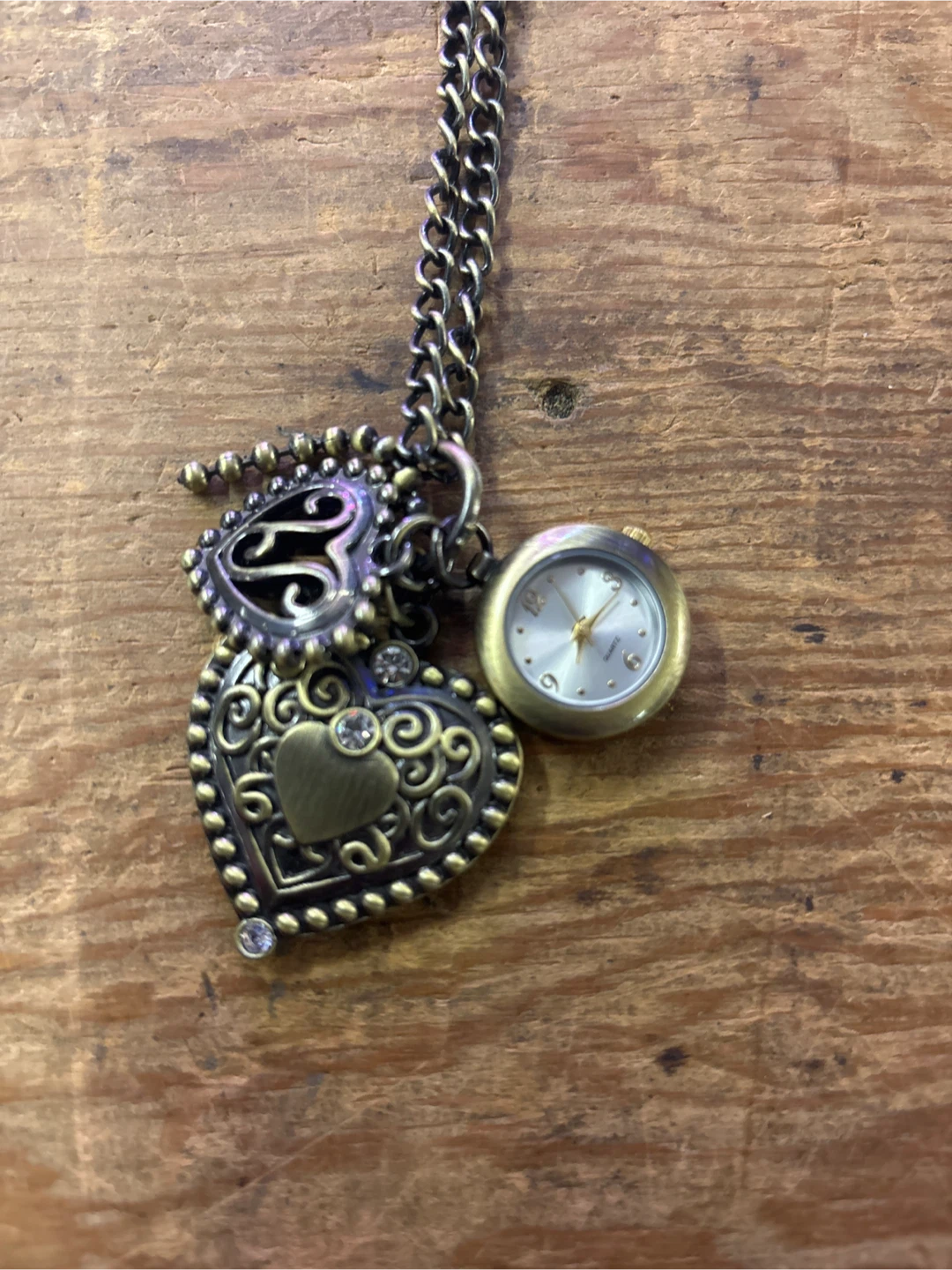 Heart Pendant Necklace with Mini Watch - photo 2