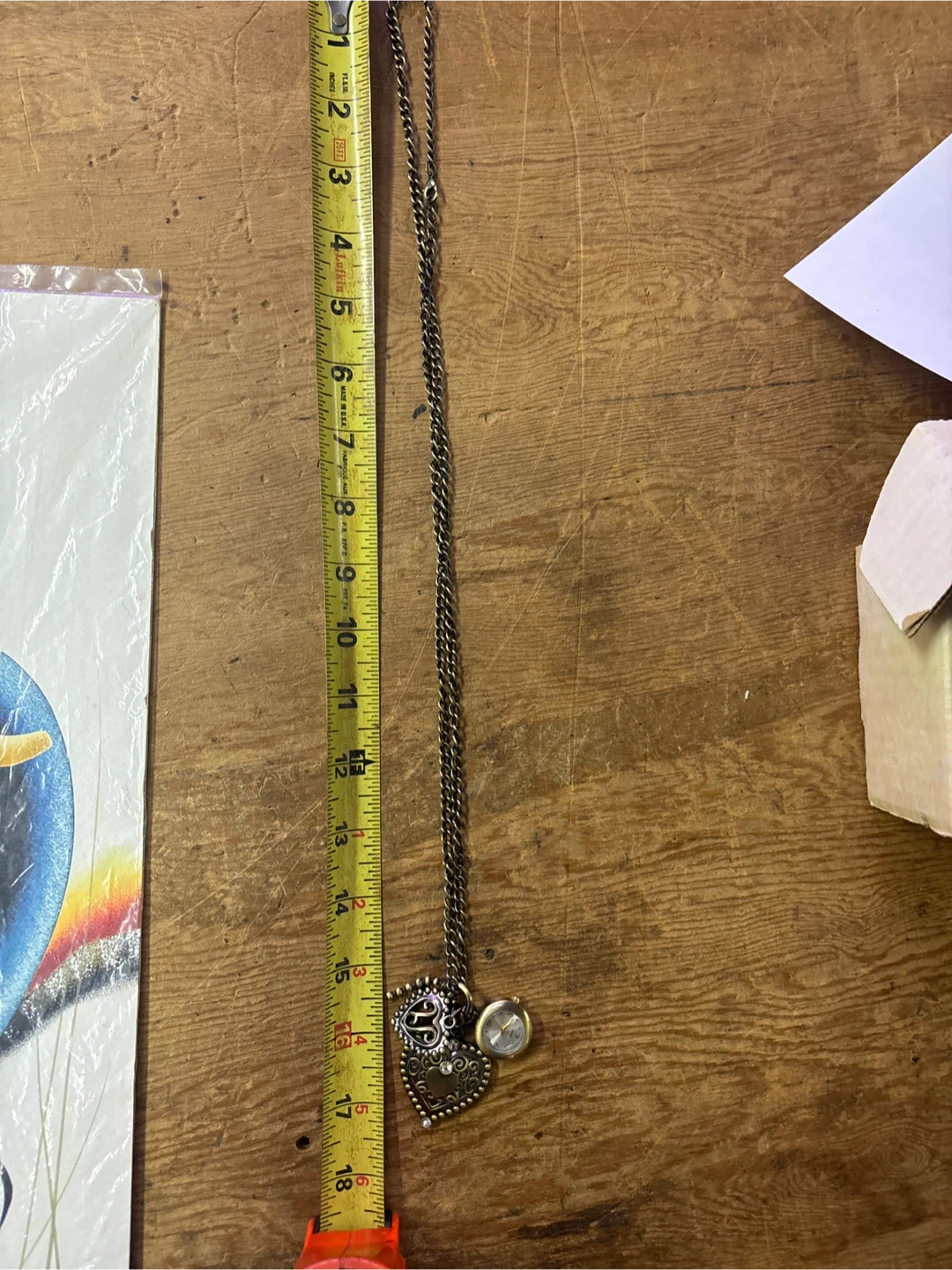 Heart Pendant Necklace with Mini Watch