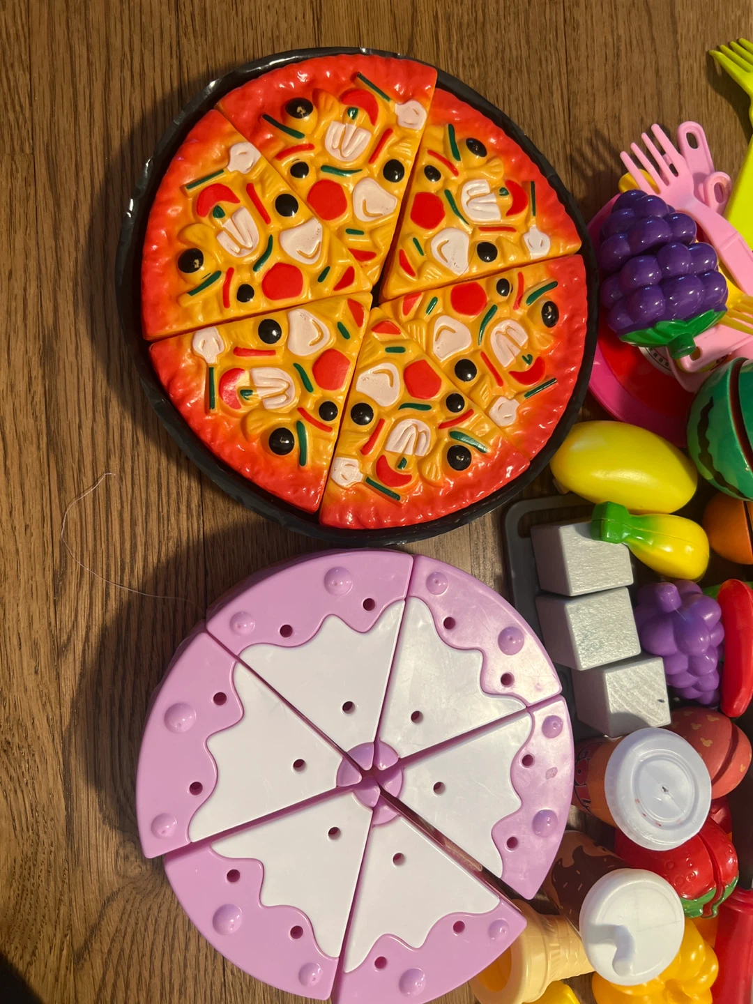 Kids Play Food Set with Pizza, Cake, Fruit, and Tea Set - photo 2