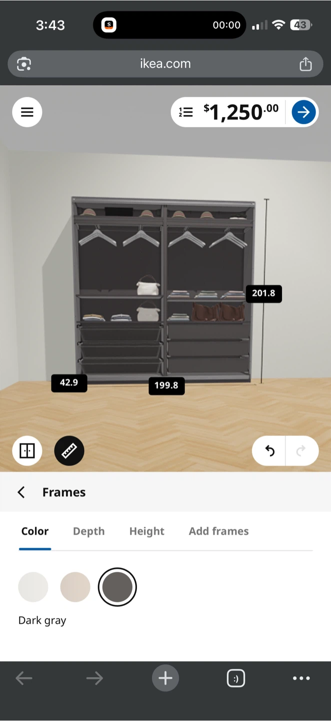 IKEA PAX Wardrobe Frame - Dark Gray