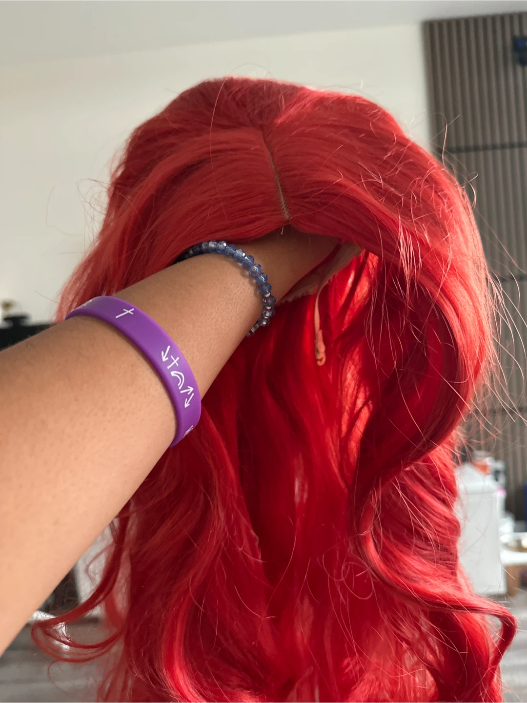 Red Wavy Wig with Weaving Cap - photo 2