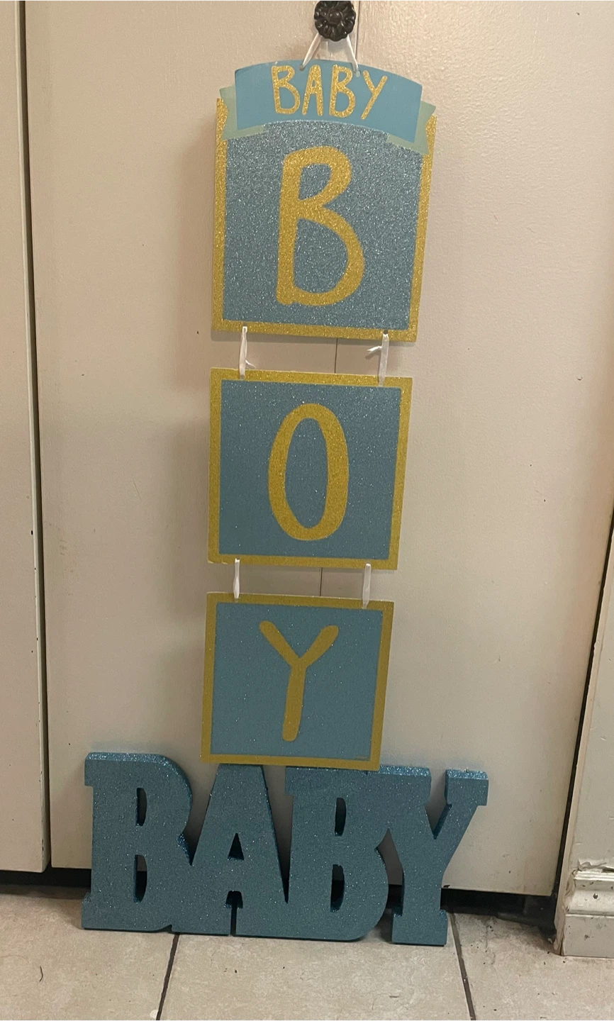 Baby Boy Hanging Sign and Letters Decoration