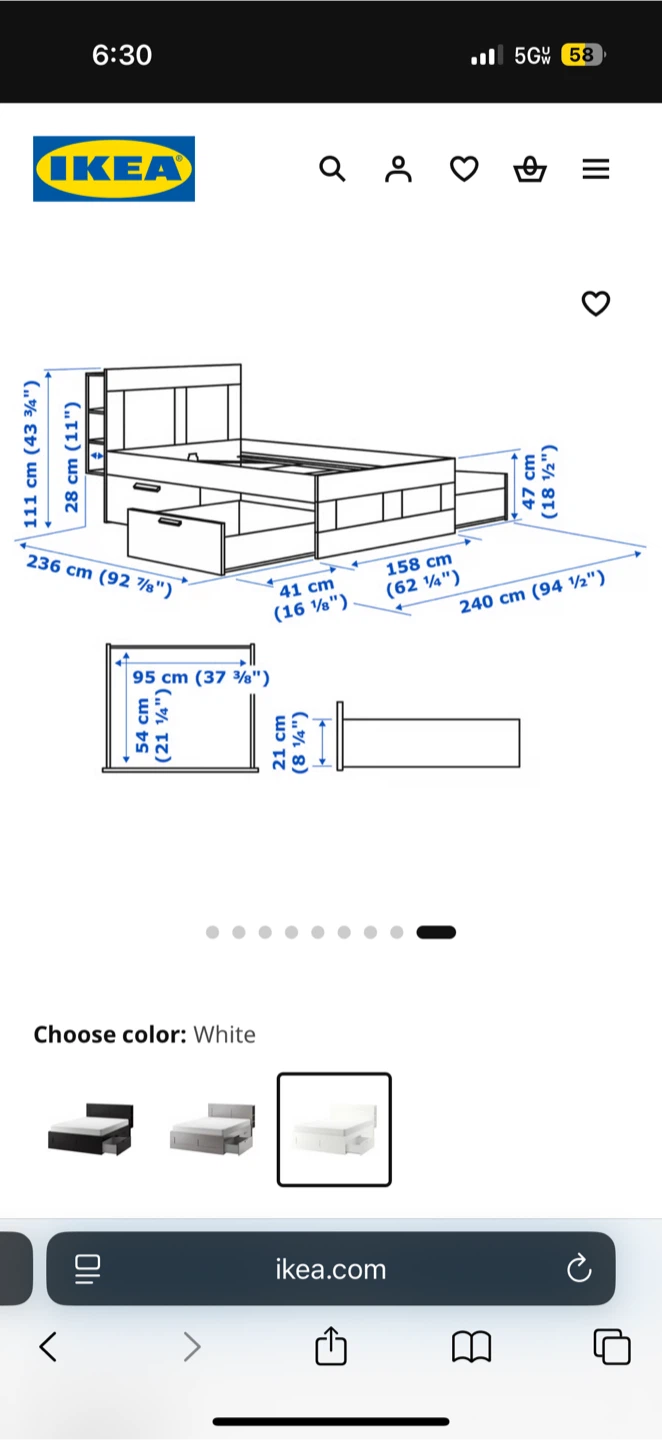 IKEA BRIMNES Queen Bed Frame with Storage for sale 🛏️ - photo 3