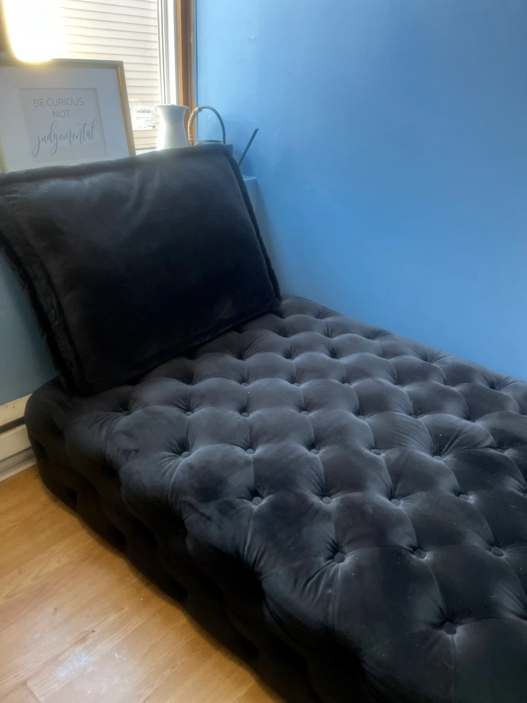 Article Black Tufted Ottoman with Pillow - photo 4