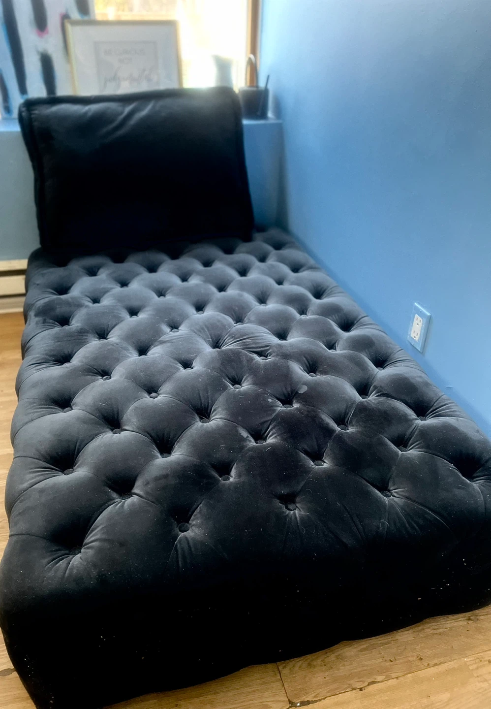 Article Black Tufted Ottoman with Pillow - photo 3