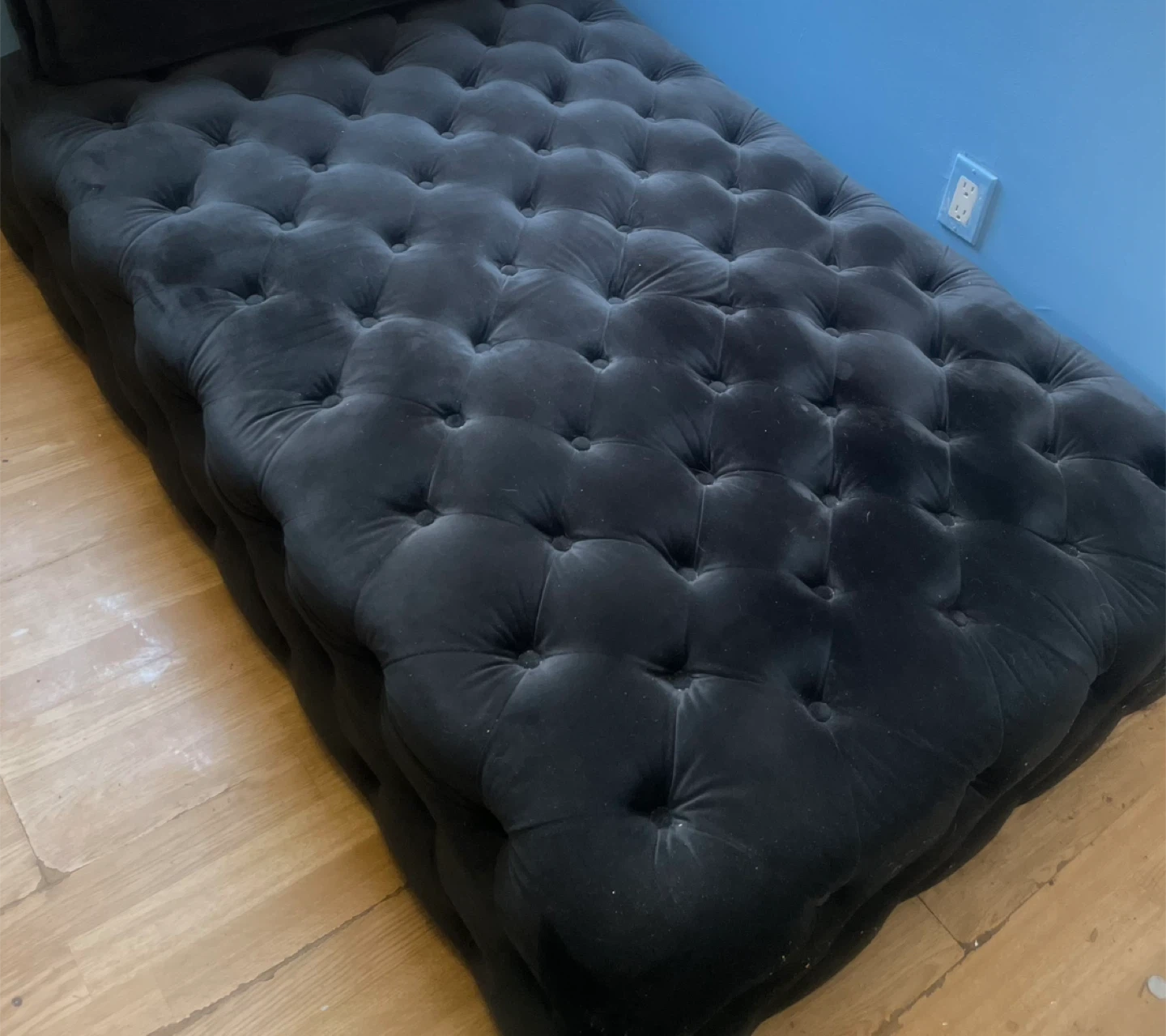 Article Black Tufted Ottoman with Pillow - photo 2