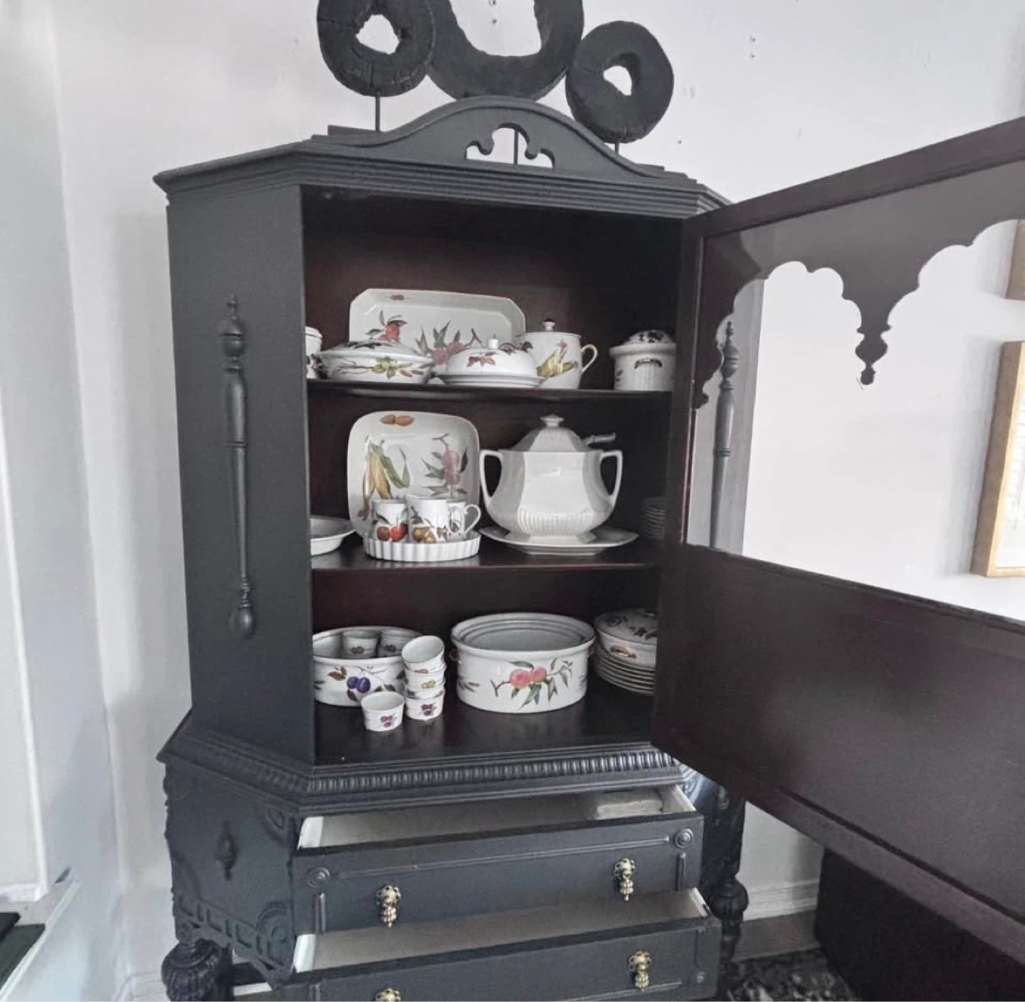 Vintage China Cabinet with Drawers