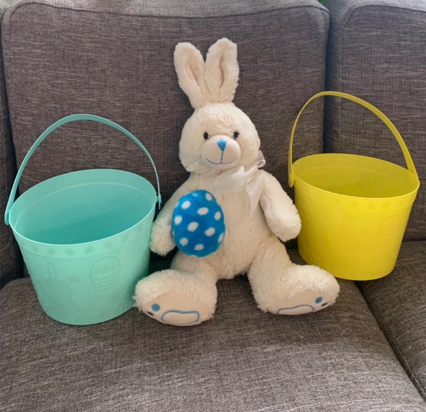 Easter Plush Bunny with 2 Buckets