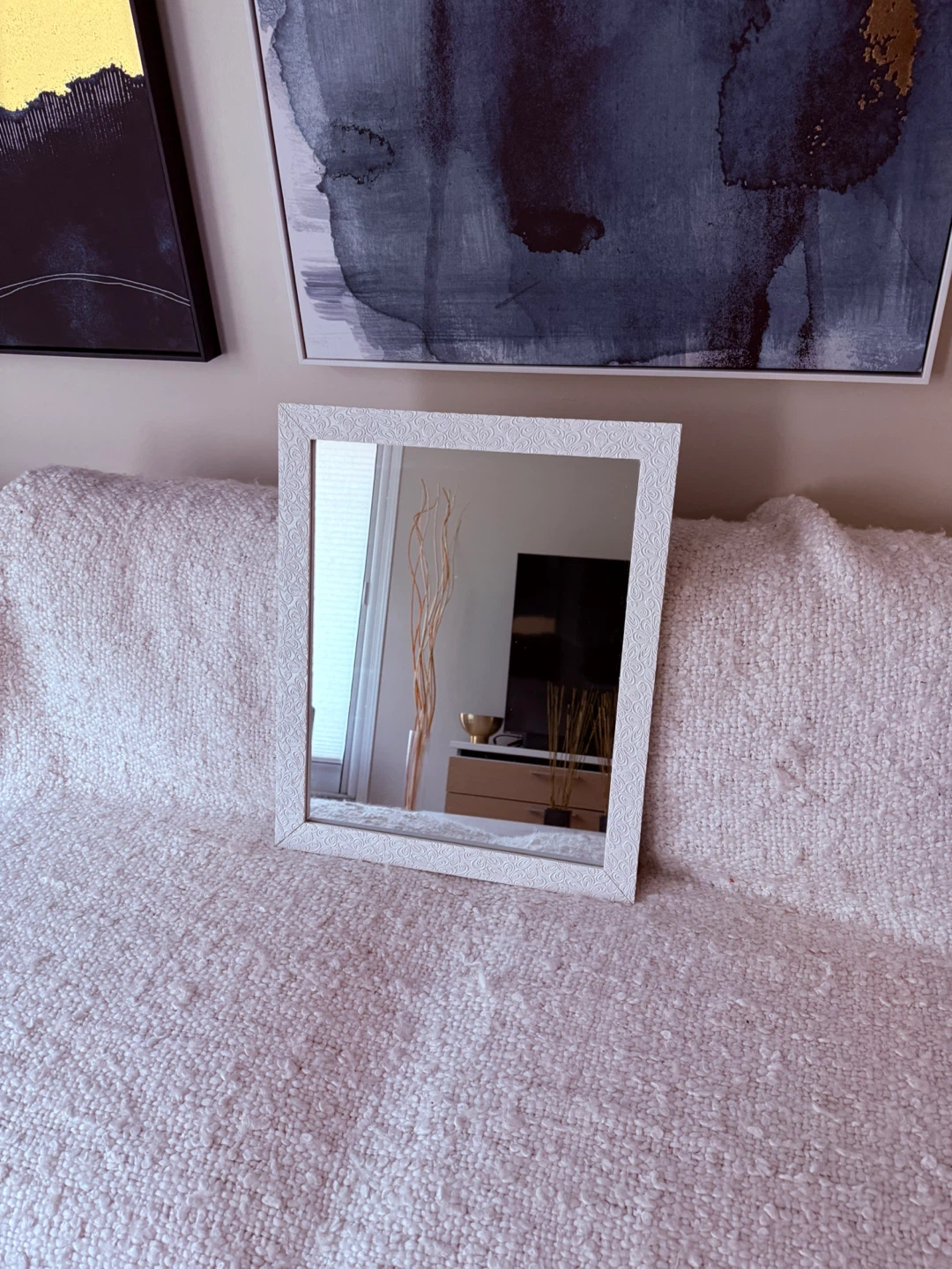 Decorative White Framed Mirror