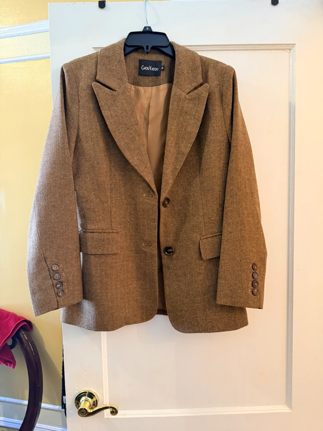 GIOUYATOU Women's Brown Herringbone Blazer - photo 2