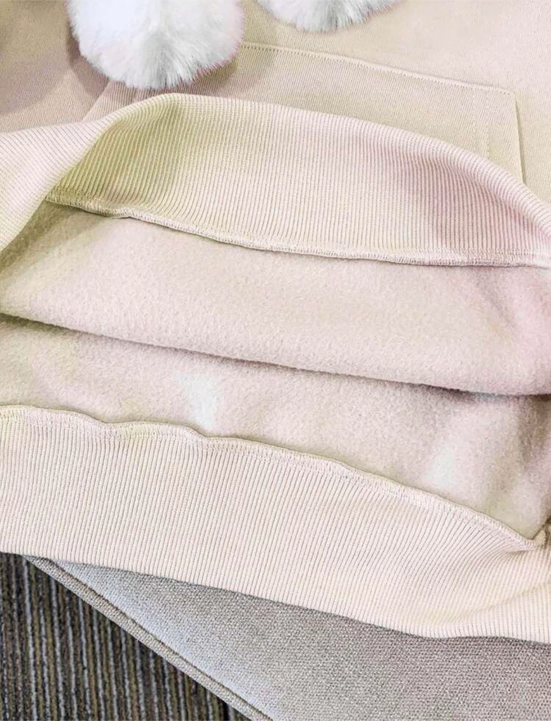 New Women's Cream Hoodie with Pom Poms - photo 4