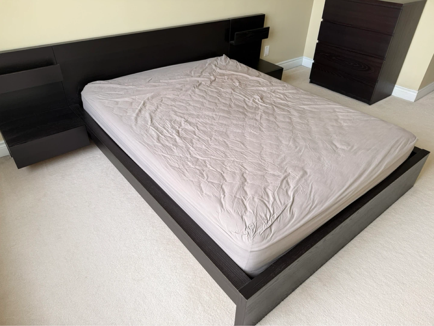 IKEA Malm Queen size bed frame and side tables