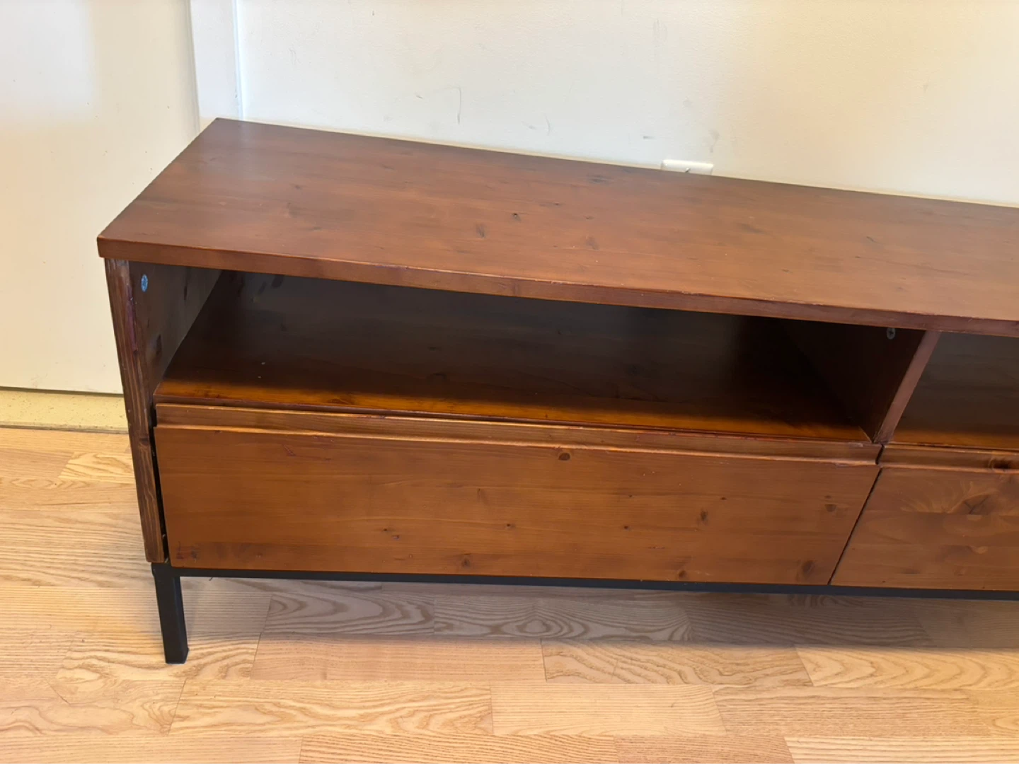 Wooden Media Console with Drawers and Shelves - photo 5