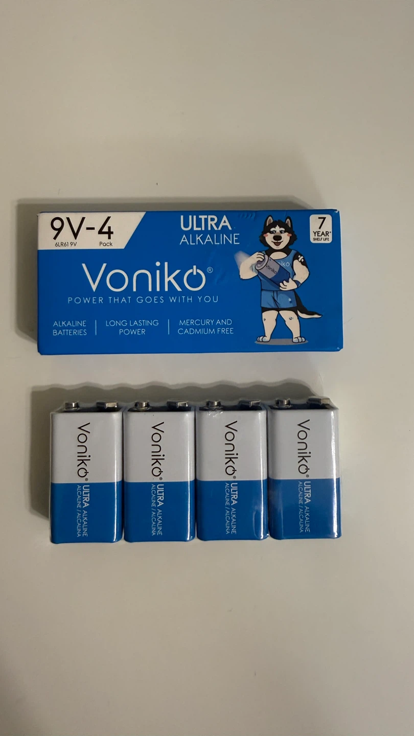 Voniko 9V Ultra Alkaline Batteries - 4 Pack