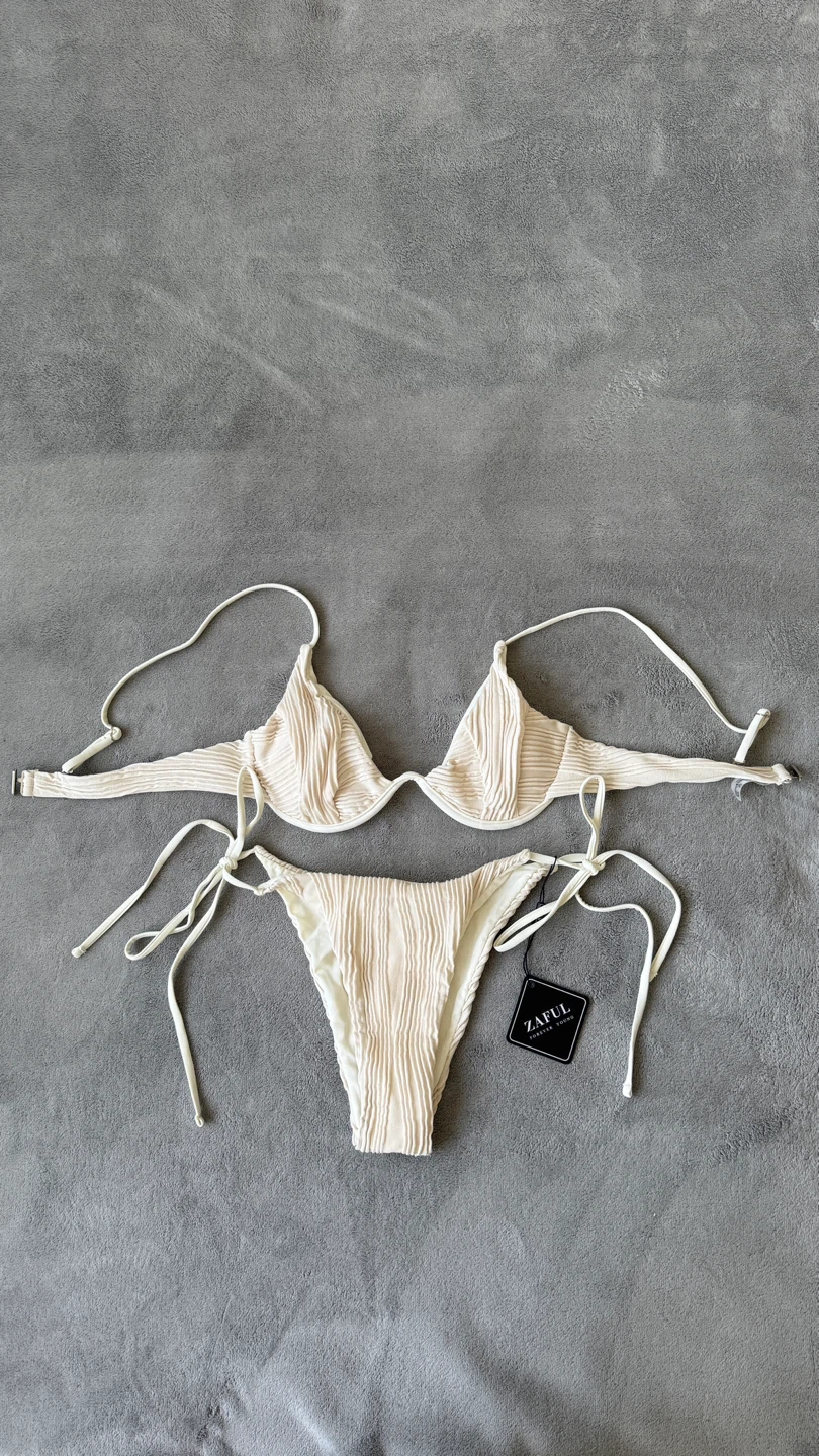 Zaful Ribbed Bikini Set - Size S