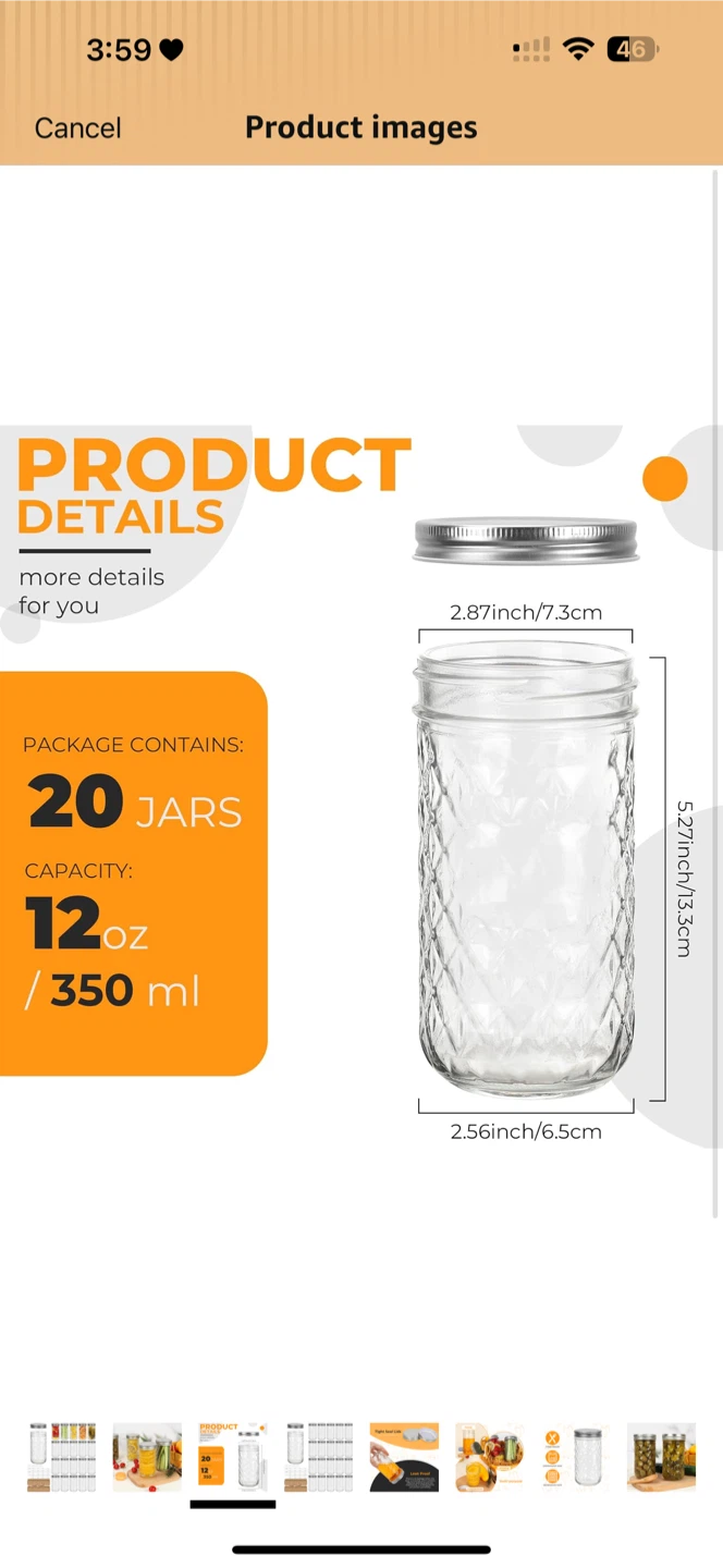 Eathtek 12 oz Mason Jars 20 Pack - photo 3