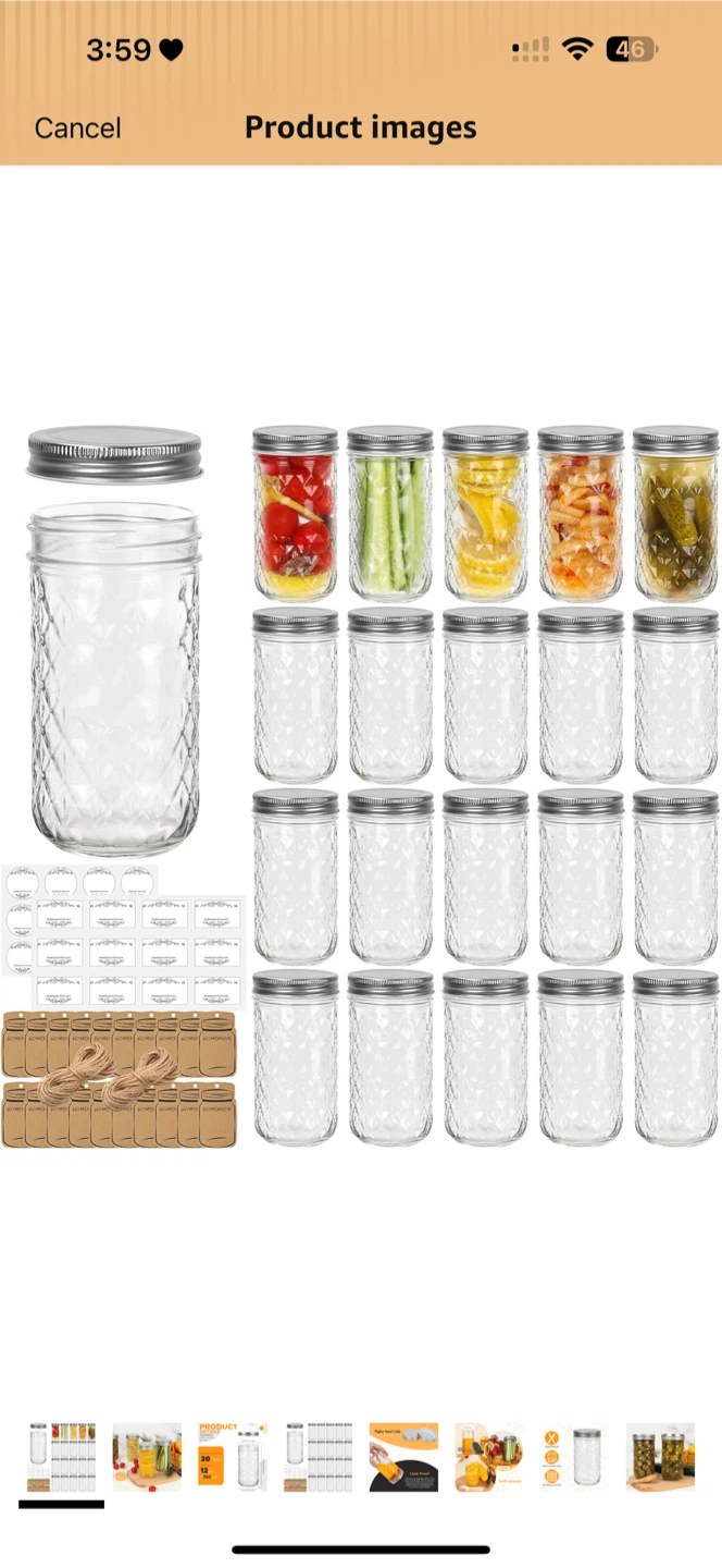 Eathtek 12 oz Mason Jars 20 Pack