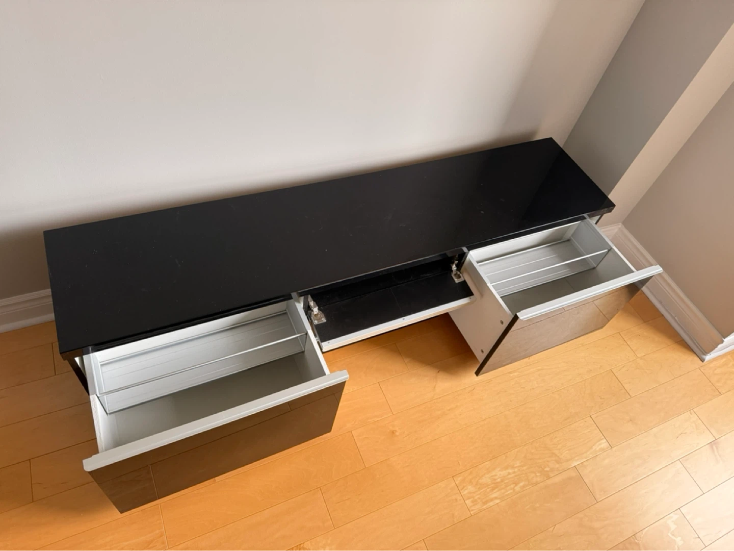 IKEA Black TV Bench Console Table - photo 2
