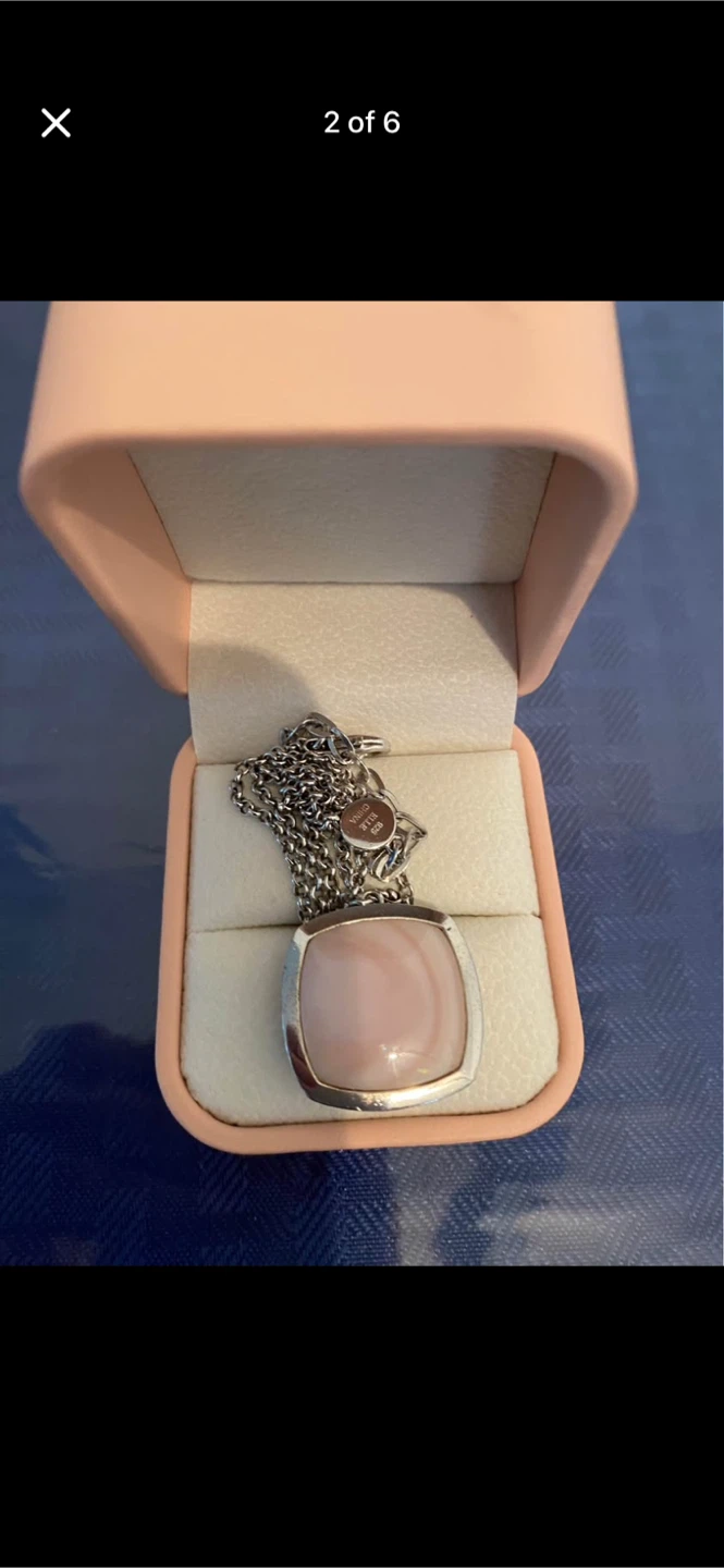 Sterling Silver 925 Pendant Necklace with Pink Stone by ELLE