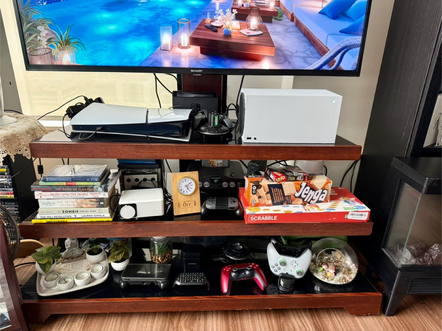 Sharp 50” TV with Mount Stand & 3-Tier Shelf – Complete Setup - photo 4