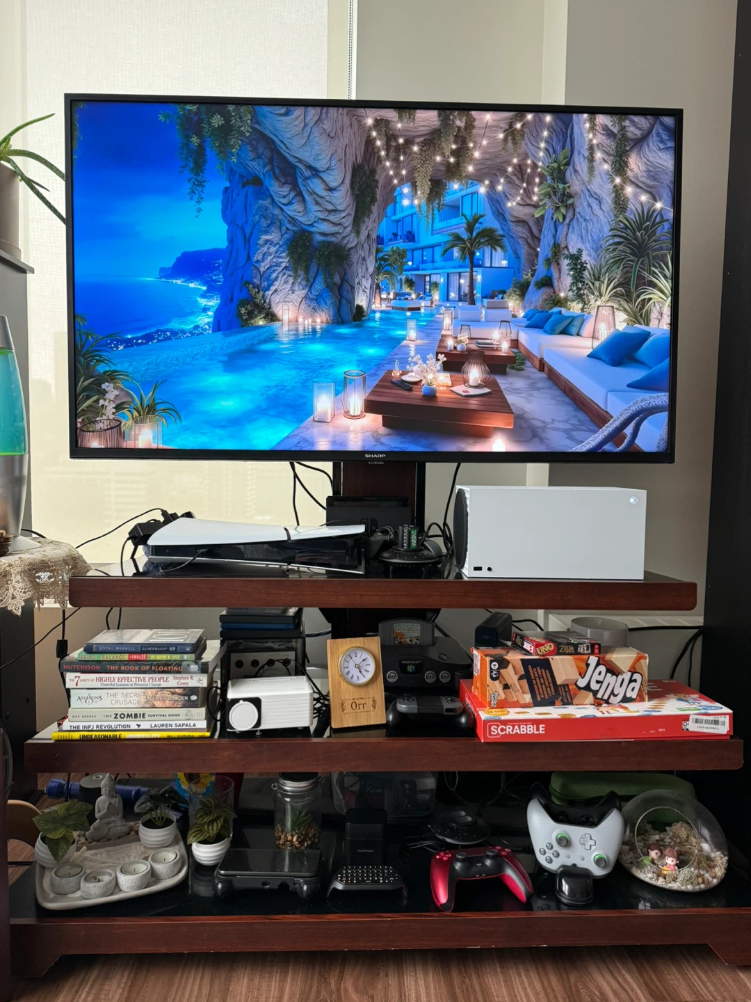 Sharp 50” TV with Mount Stand & 3-Tier Shelf – Complete Setup - photo 2