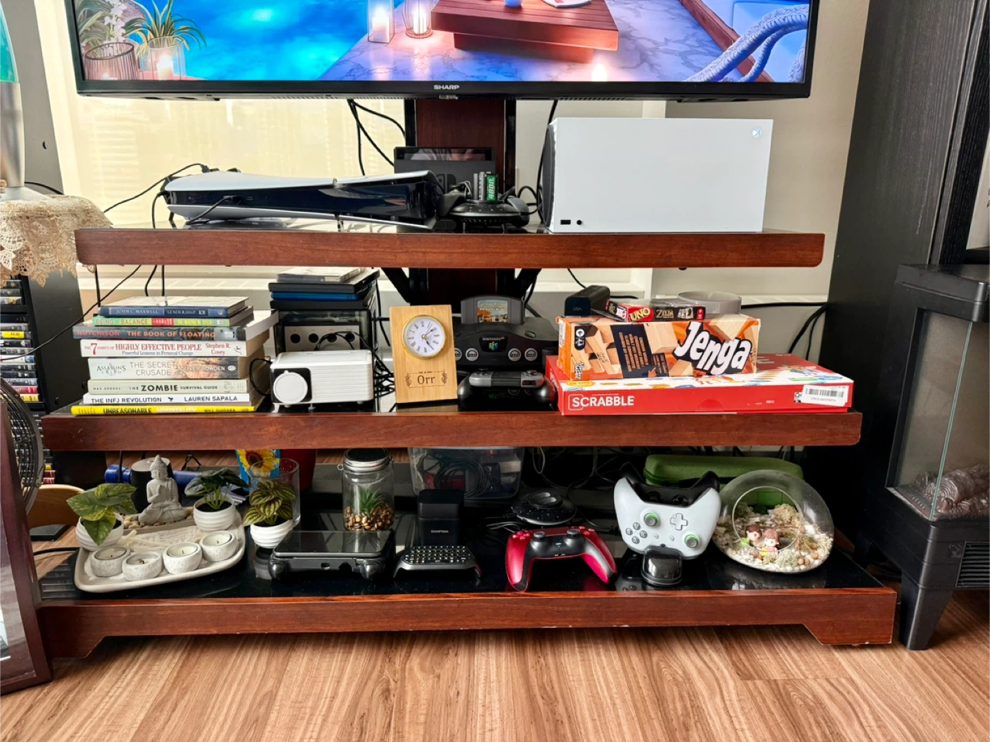 Sharp 50” TV with Mount Stand & 3-Tier Shelf – Complete Setup - photo 3
