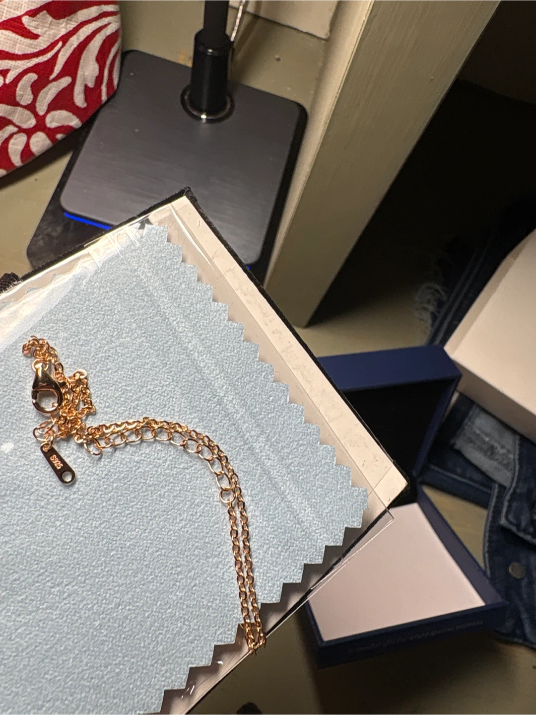 Rose Gold vermeil Heart Necklace with Blue Stone - photo 4