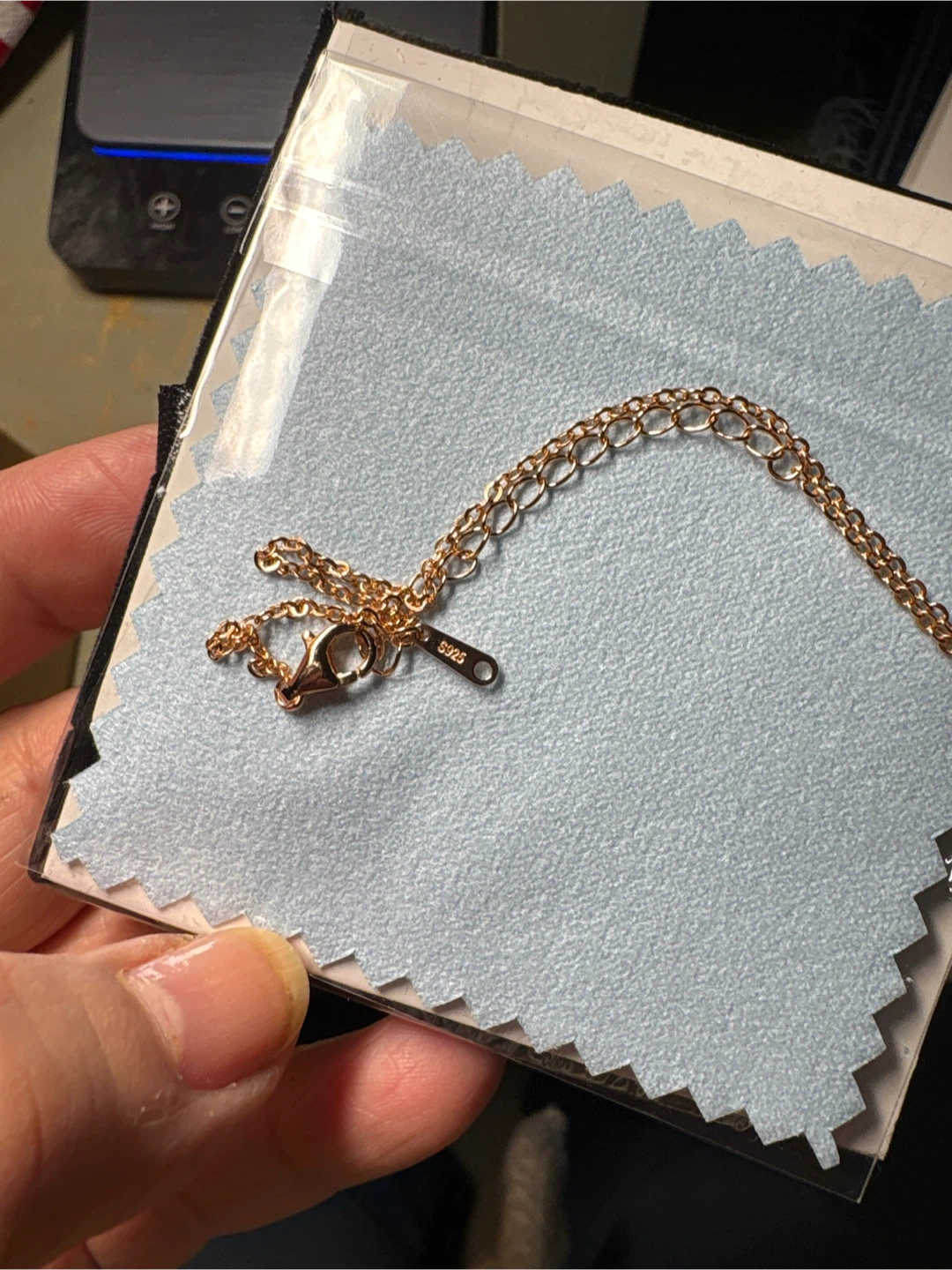 Rose Gold vermeil Heart Necklace with Blue Stone - photo 3