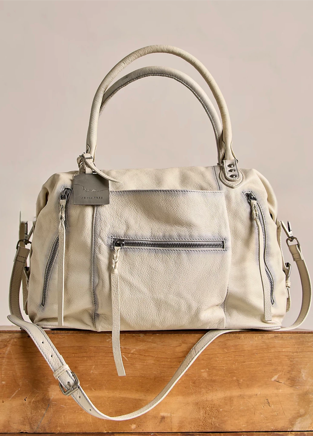 WE THE FREE Cream Leather Satchel Bag - photo 3